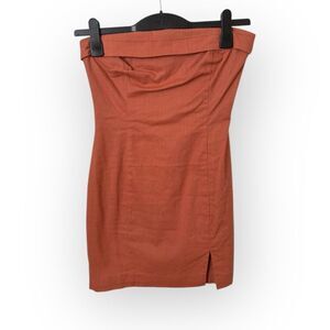 MABLE Rust Orange Strapless Mini Dress | Size Small